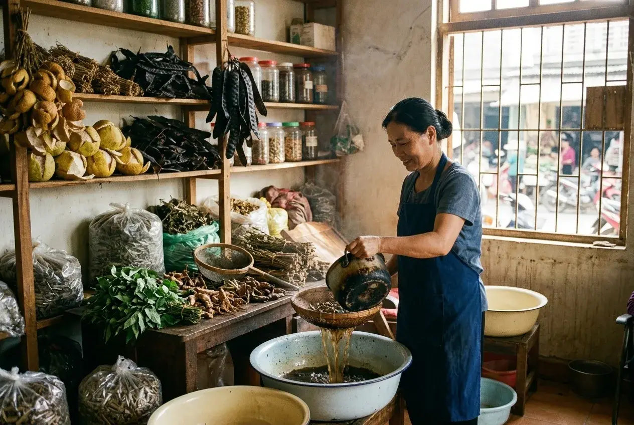 Một nồi nước lá, nấu lại mỗi sáng